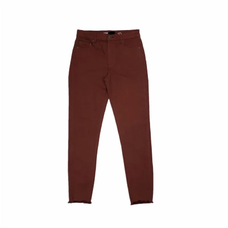 High Rise Color Skinny Jeans In Chocolate