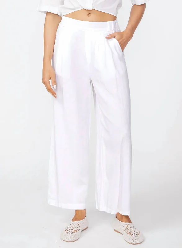 Linen Cropped Trouser Pants In Foam