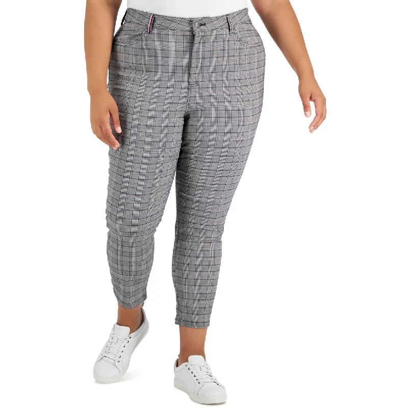 Womens Woven Plaid Skinny Pants