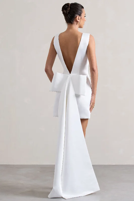 Peace | White Satin Mini Dress With Drape Detail