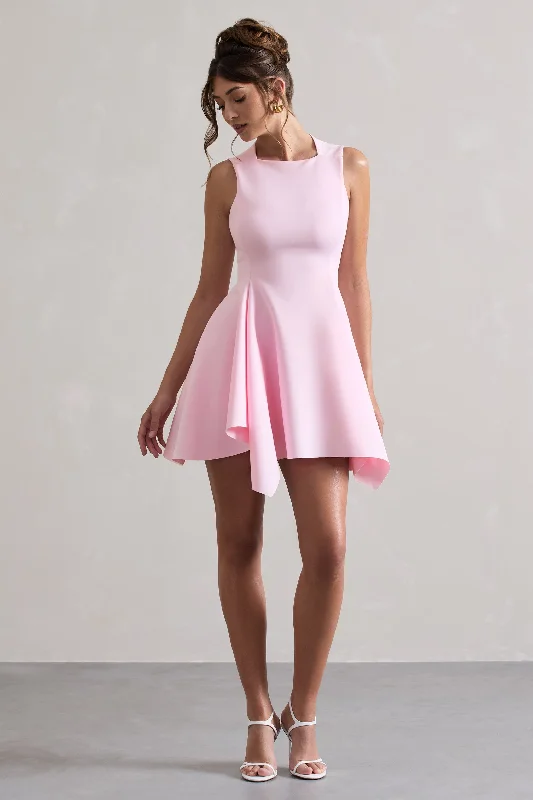 Scout | Pink Sleeveless Draped Hem Mini Dress