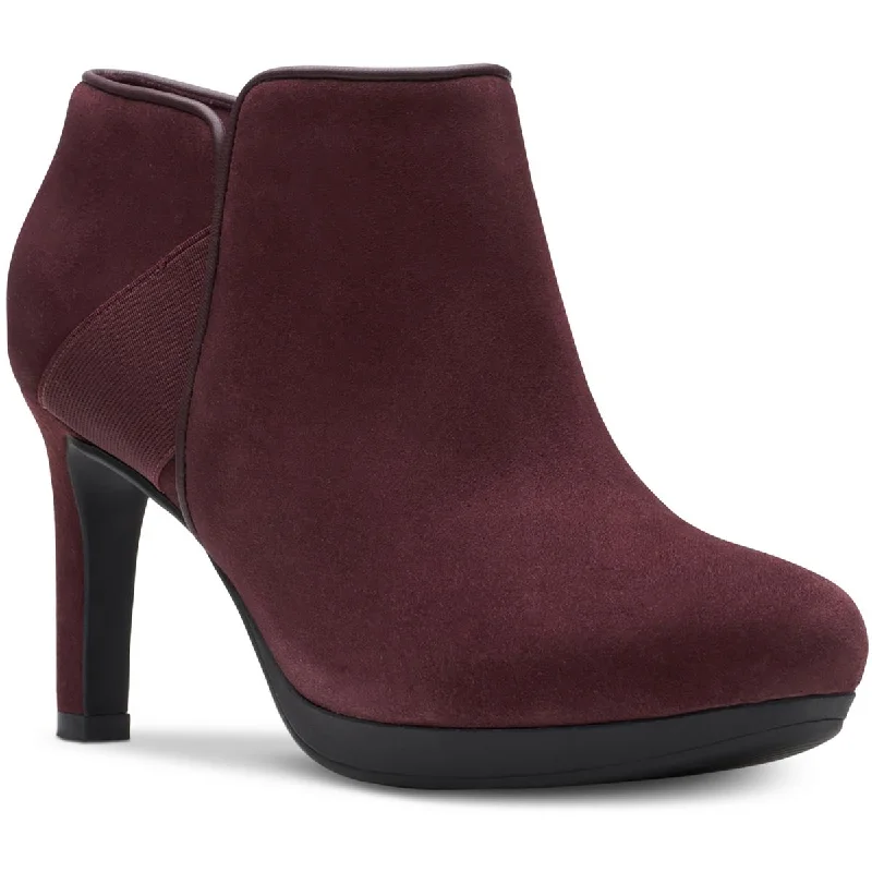 Clarks Womens Ambyr Gem Suede Booties Ankle Boots