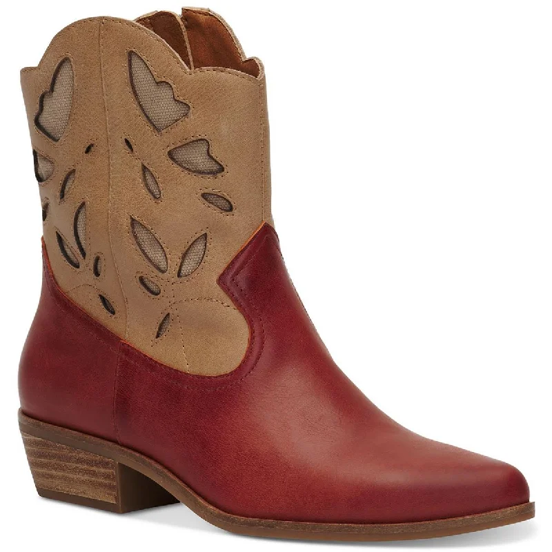 Lucky Brand Womens Herzie Leather Cutout Cowboy, Western Boots