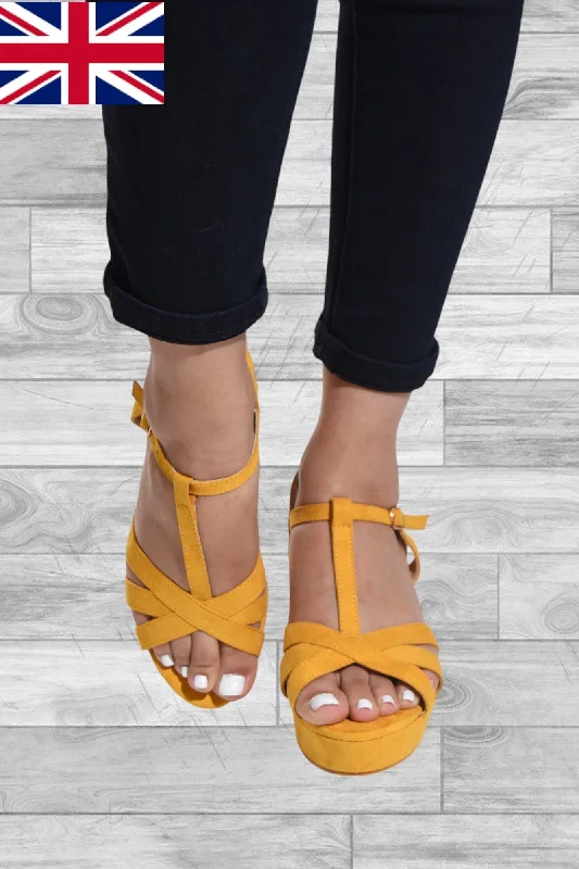 Mustard Chunky Ankle Heel