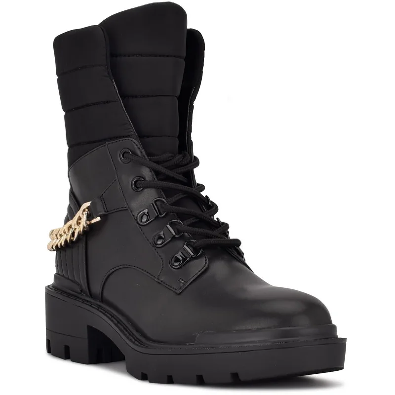 Nine West Womens Ihad  Pull On Lug Sole Combat & Lace-up Boots