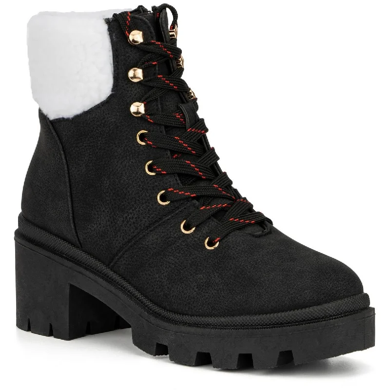 Olivia Miller Womens Ariel Round Toe Ankle Combat & Lace-up Boots