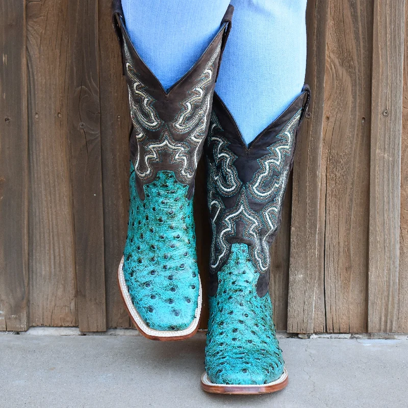 Turquoise Ostrich Leather Boots*