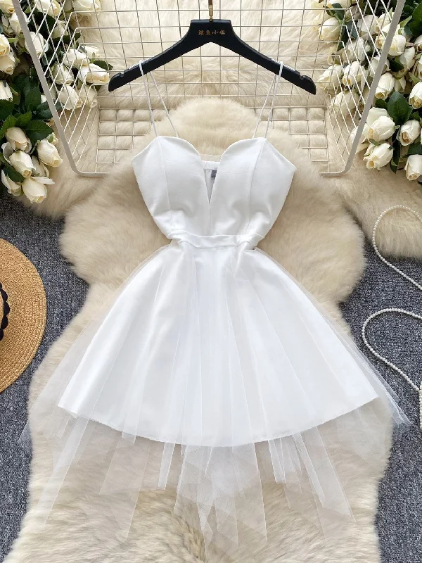 Ethereal Tulle Skirt White Satin Dress