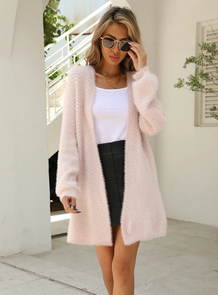 Loose Cardigan Solid Color Knitted Jacket