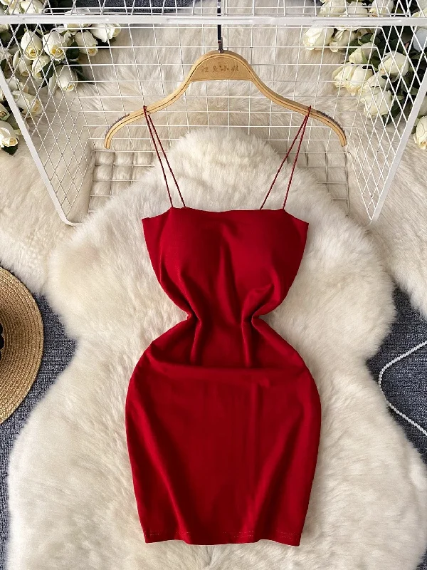 Sexy Red Satin Cocktail Dress