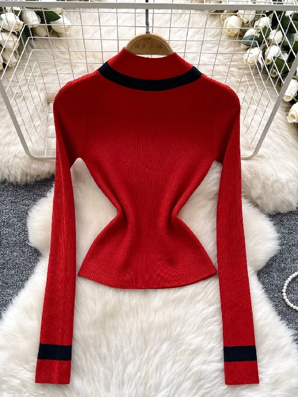 Warm Bold Red Ribbed Sweater