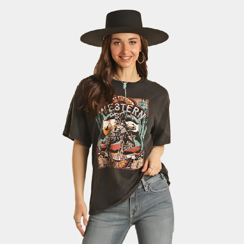 Rock and Roll Denim Graphic Tee Shirt